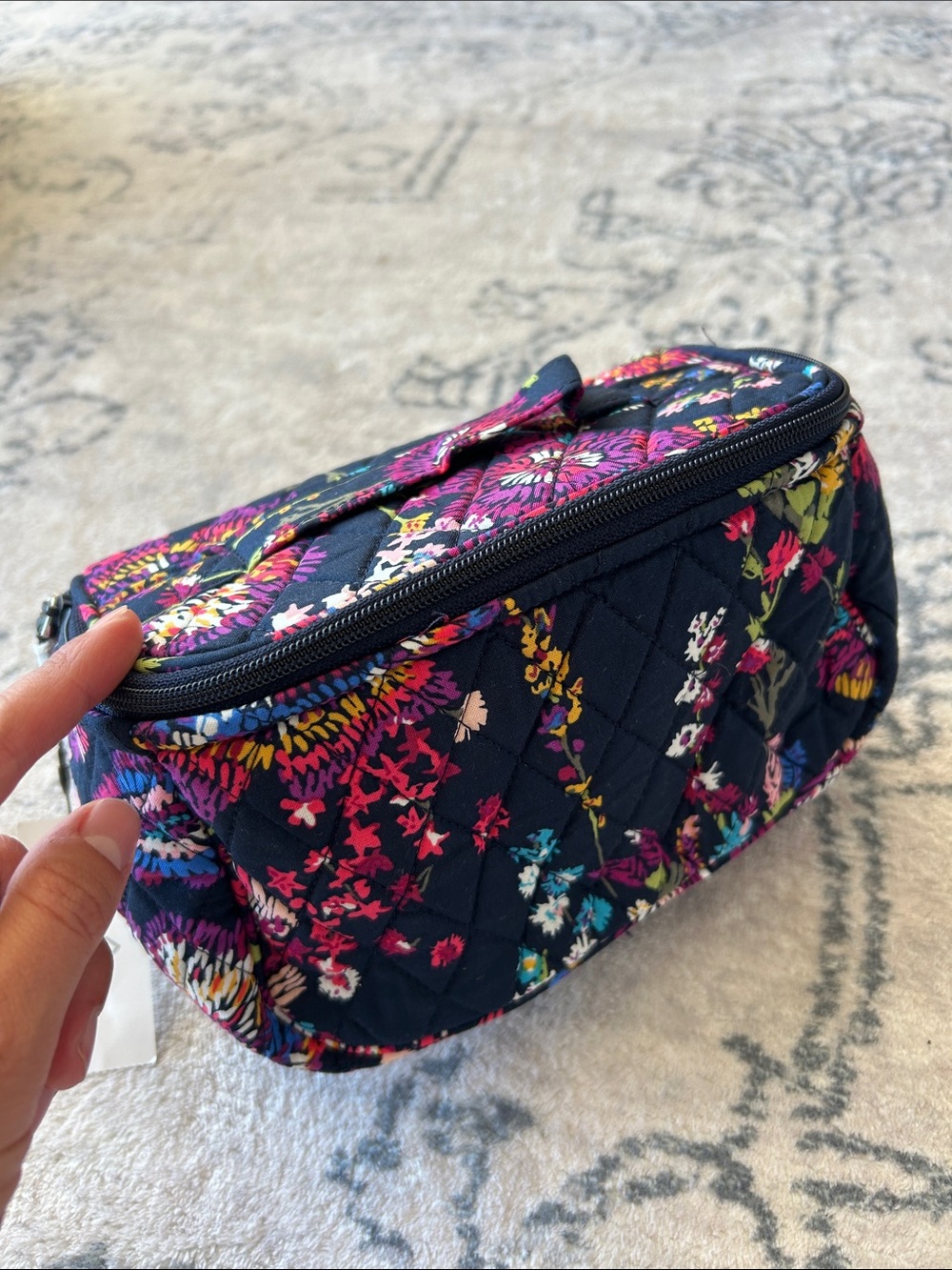Vera Bradley Quilted Floral Cosmetic Case - Navy Pink Multicolor